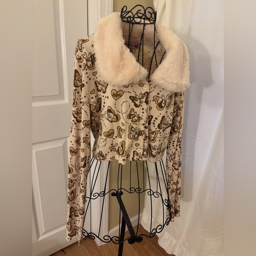 Dolls Kill X Bratz Cream Faux Fur Jacket
